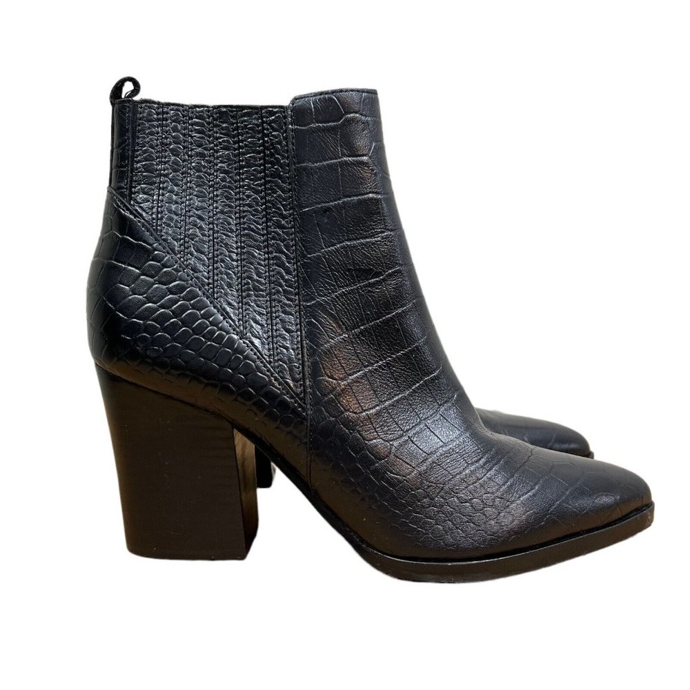 Marc Fisher LTD Alva black leather croc boots Size 6.5